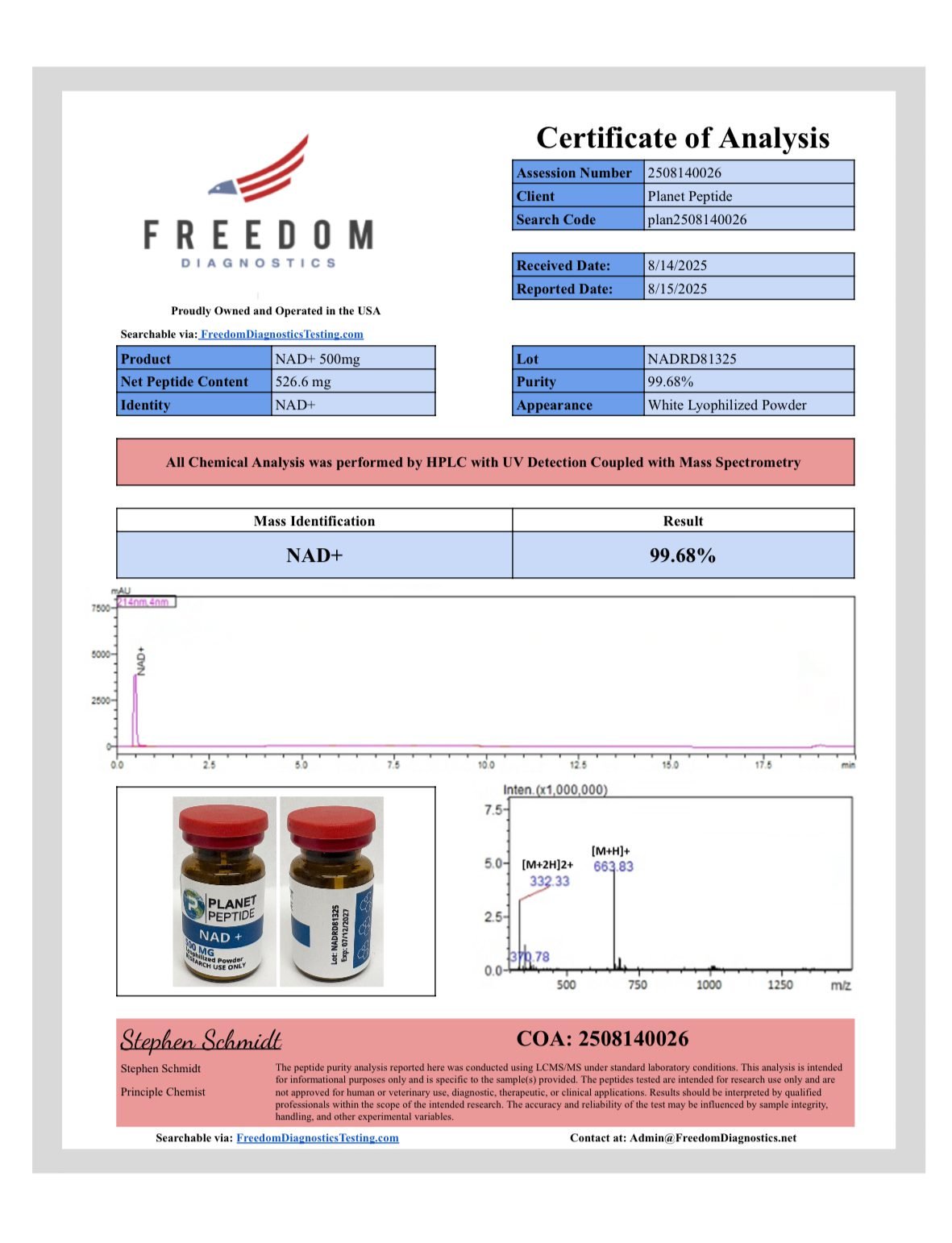 Bulk NAD+ 500MG x 10 Vials