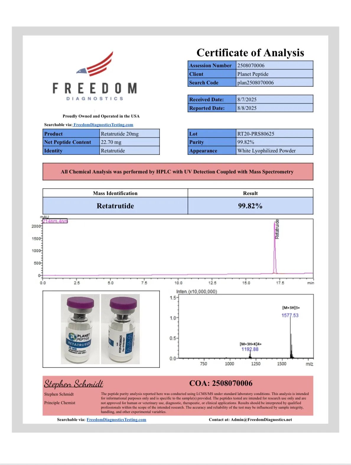 Bulk Retatrutide-RUO 20MG 10 x 20MG Vials